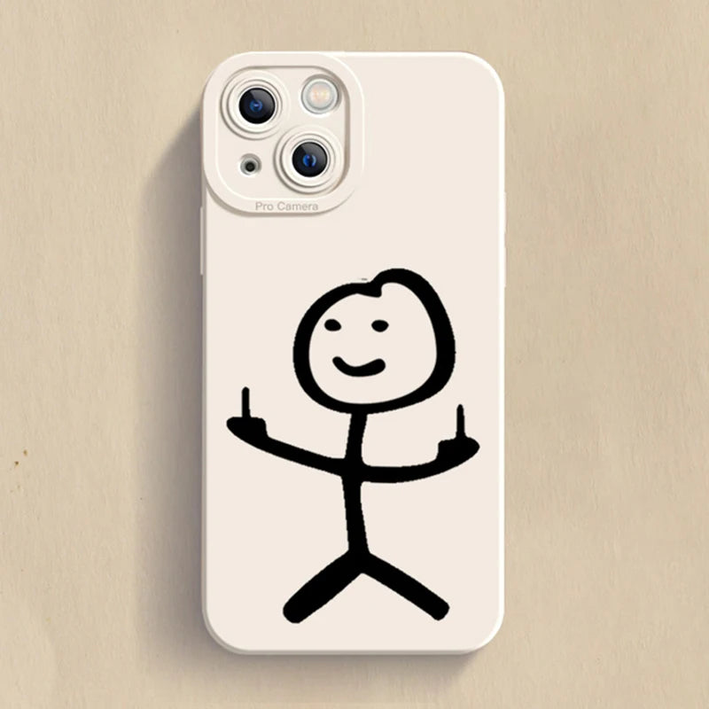 Cartoon Matchman Phone Case For iPhone 11 12 13 14 15 Pro Max XR XS X 7 8 Plus SE 2020 Shockproof Matte Soft TPU Silicone Cover