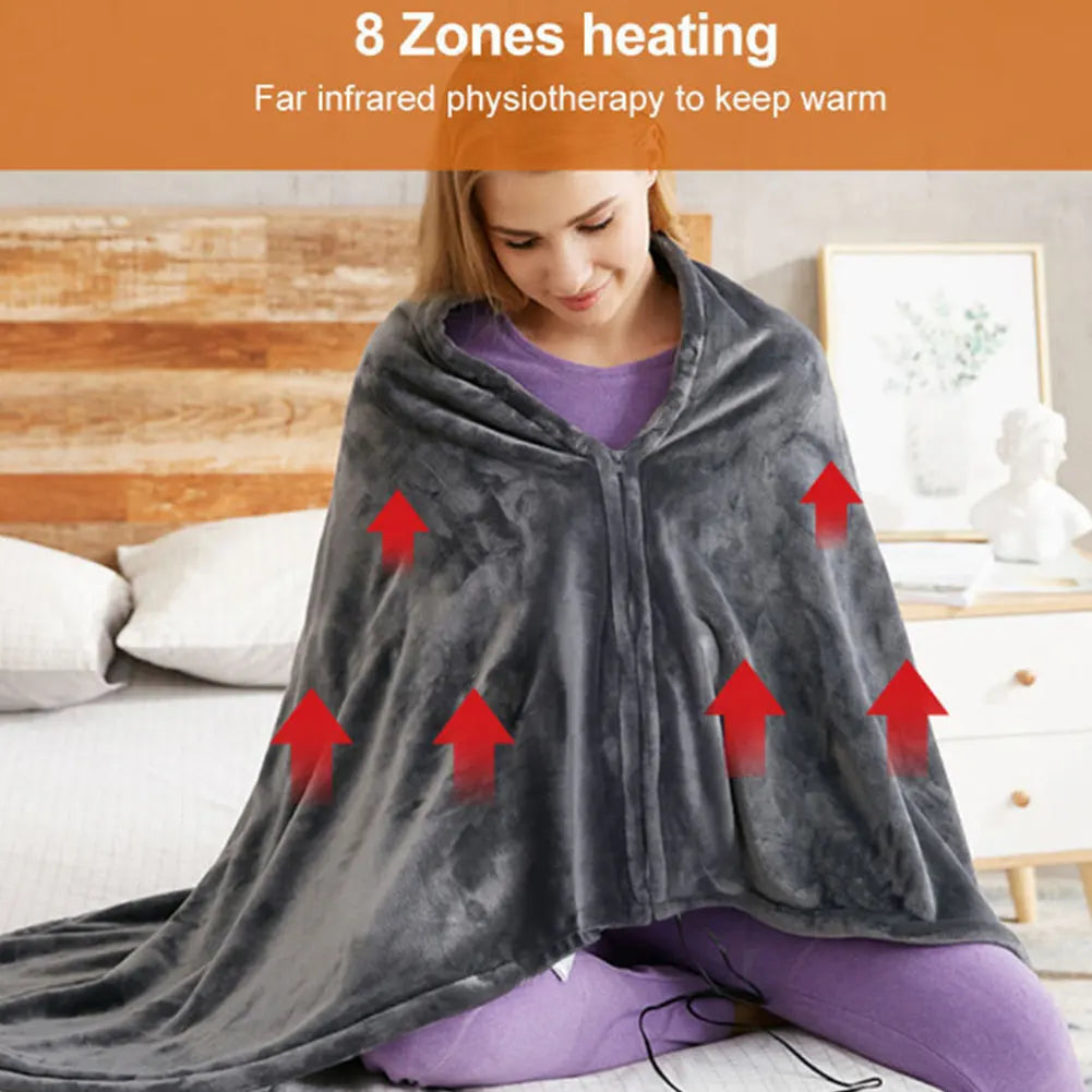 USB Electric Heated Blanket 3Heating Levels Fleece Heated Blanket Portable Body Warmer Blanket Quickly Heated Cape Pad forOffice