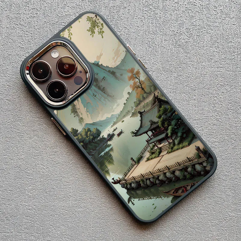 Mountain Peak Lake Vintage Silicone Phone Case For iPhone 13 12 Pro Max 16 15 11 Pro Max 14 7 8 Plus SE2 XS X XR Soft Back Cover