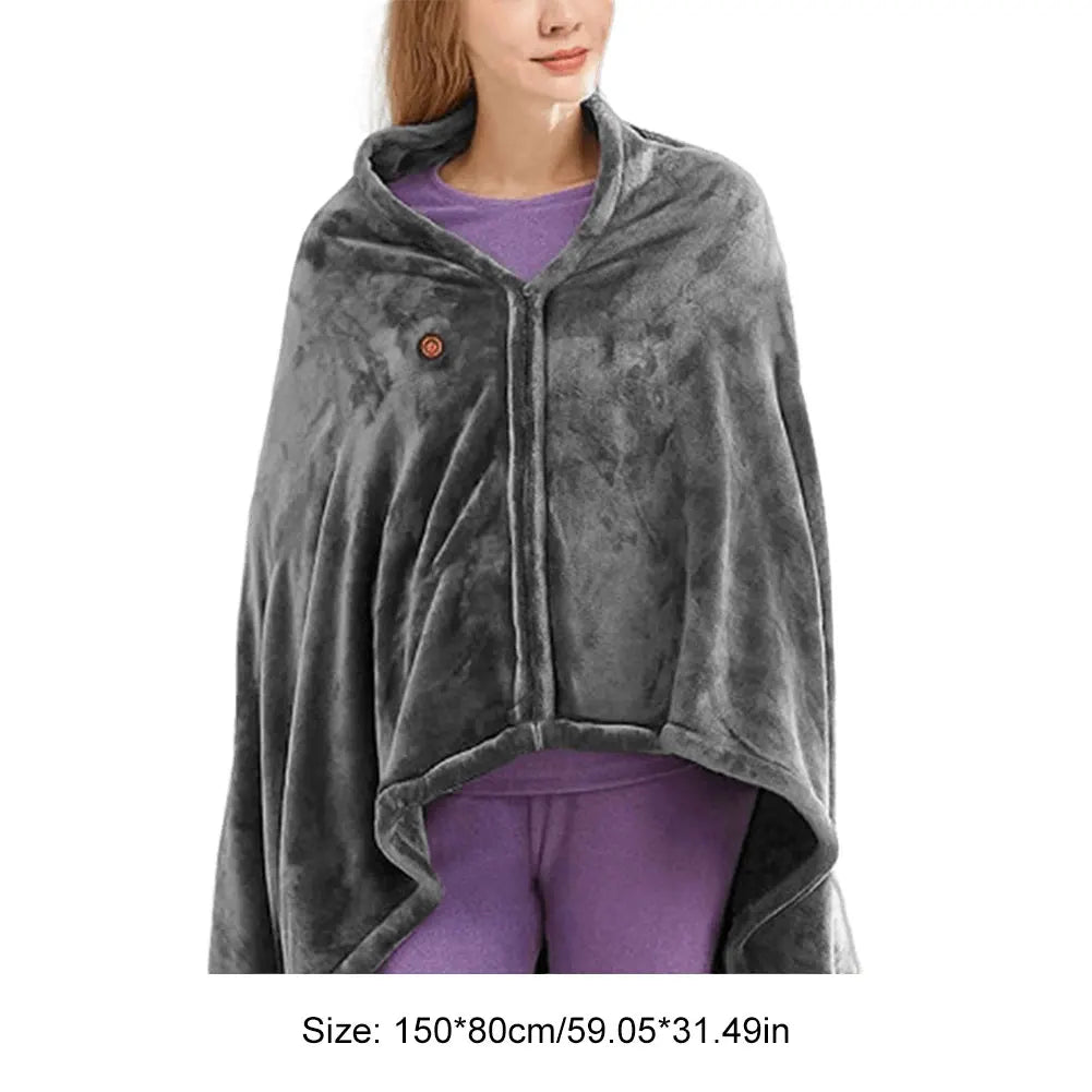 USB Electric Heated Blanket 3Heating Levels Fleece Heated Blanket Portable Body Warmer Blanket Quickly Heated Cape Pad forOffice