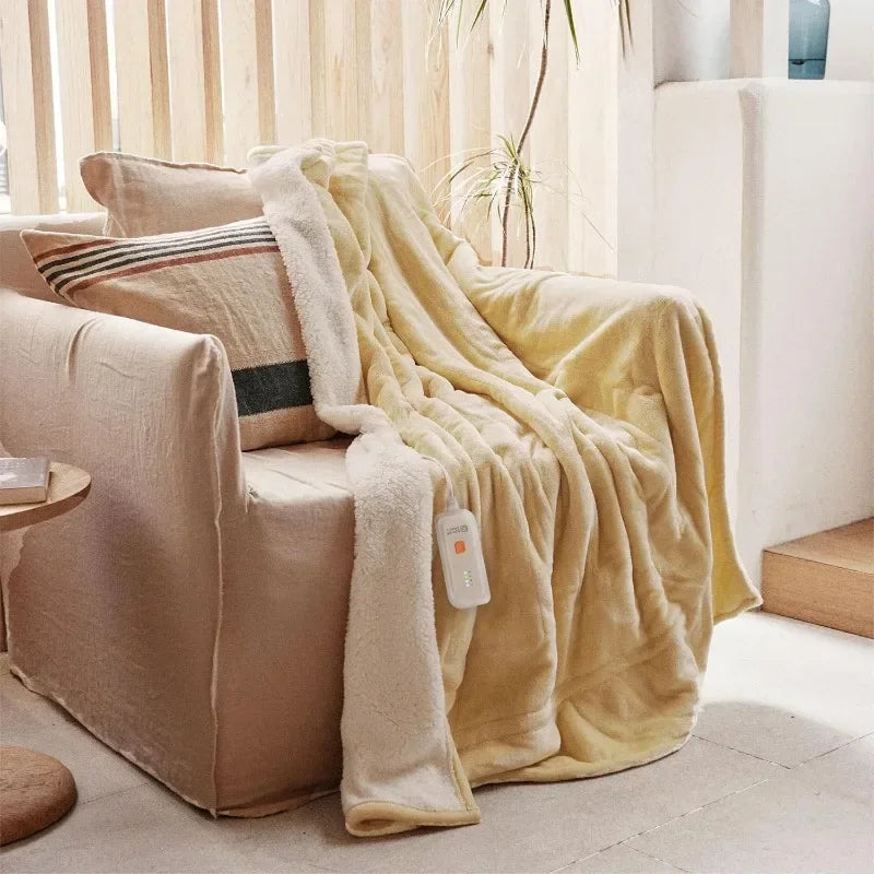 Heated Blanket Electric Throw 50''X60''-Soft Silky Plush Electric Blanket with 4 Heating Level & 3 Hour Auto Off Heating Blanket