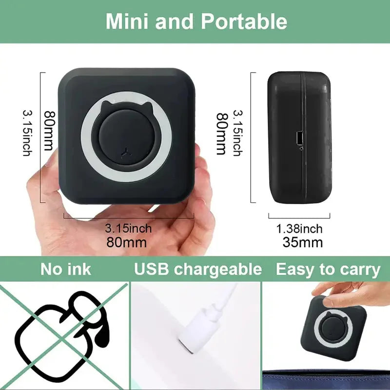 Mini Pocket Printer Gifts Portable Thermal Printer For Pictures/Retro-Style Photos/Receipts/Notes/Lists/Label/ Memo/QR Codes