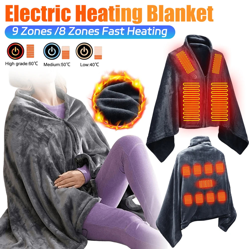 USB Electric Heated Blanket 3Heating Levels Fleece Heated Blanket Portable Body Warmer Blanket Quickly Heated Cape Pad forOffice