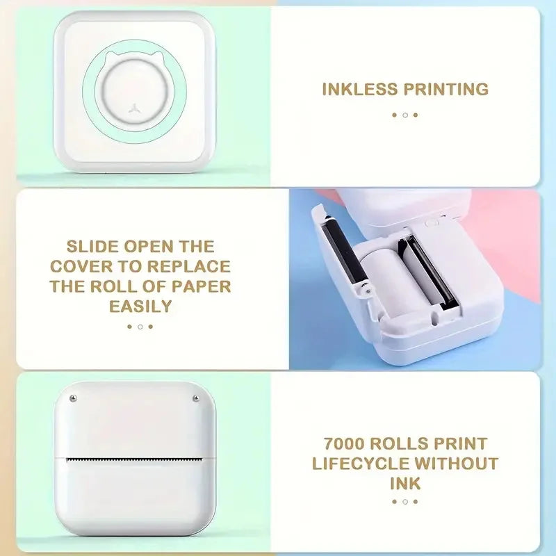 Mini Pocket Printer Gifts Portable Thermal Printer For Pictures/Retro-Style Photos/Receipts/Notes/Lists/Label/ Memo/QR Codes