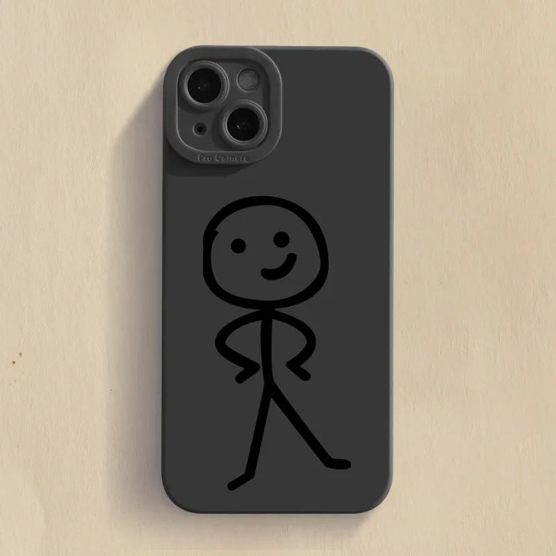 Cartoon Matchman Phone Case For iPhone 11 12 13 14 15 Pro Max XR XS X 7 8 Plus SE 2020 Shockproof Matte Soft TPU Silicone Cover