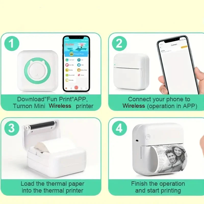 Mini Pocket Printer Gifts Portable Thermal Printer For Pictures/Retro-Style Photos/Receipts/Notes/Lists/Label/ Memo/QR Codes