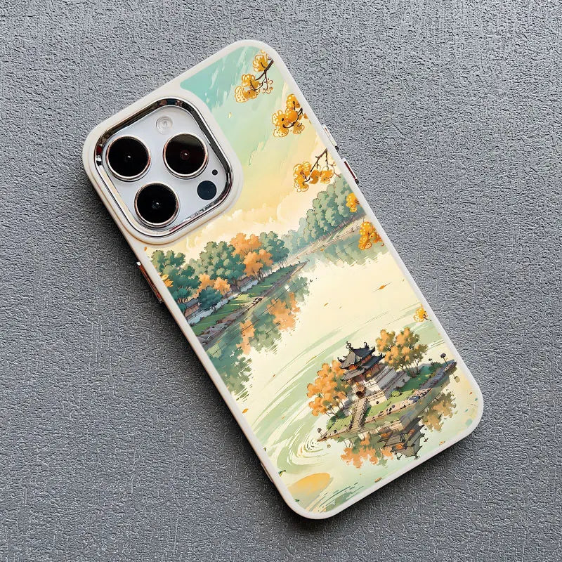 Mountain Peak Lake Vintage Silicone Phone Case For iPhone 13 12 Pro Max 16 15 11 Pro Max 14 7 8 Plus SE2 XS X XR Soft Back Cover