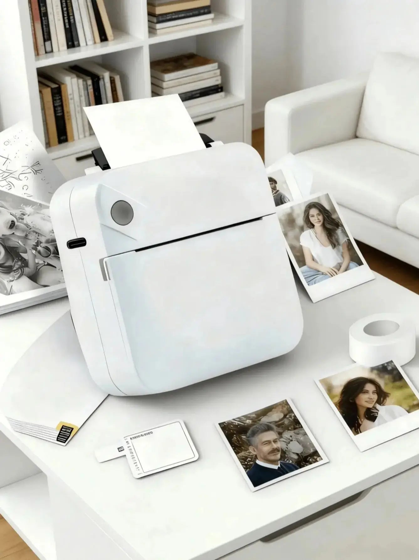 A portable wireless mini printer - wireless photo, label, memo printer, compact thermal printer
