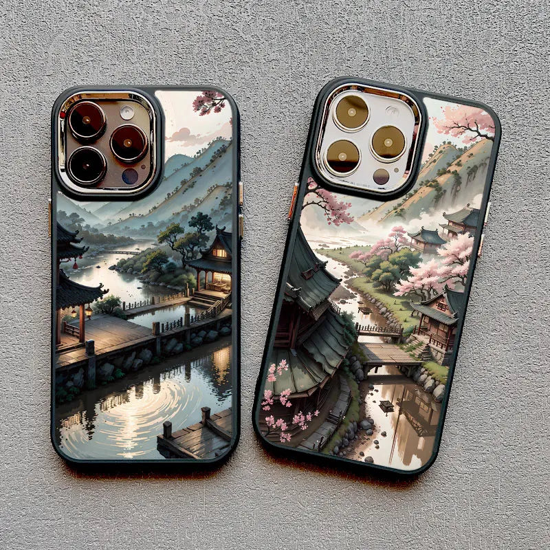 Mountain Peak Lake Vintage Silicone Phone Case For iPhone 13 12 Pro Max 16 15 11 Pro Max 14 7 8 Plus SE2 XS X XR Soft Back Cover