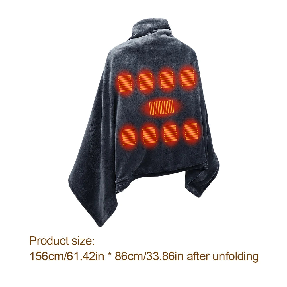 USB Electric Heated Blanket 3Heating Levels Fleece Heated Blanket Portable Body Warmer Blanket Quickly Heated Cape Pad forOffice