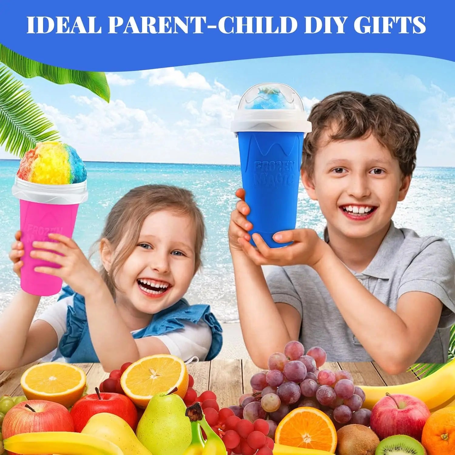 Slushie Cup, DIY Magic Slushy Maker Cups, Portable Slushy Cup for Juices, Milk and Ice Cream Make, Double Layers Smoothie Cups