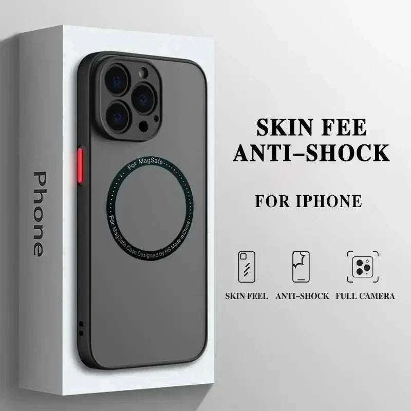 Luxury Matte Armor Magnetic Magsafe Wireless Charge Case For iPhone 16 15 14 13 11 12 Pro Max 13 Mini 14 Plus Cover Fundas