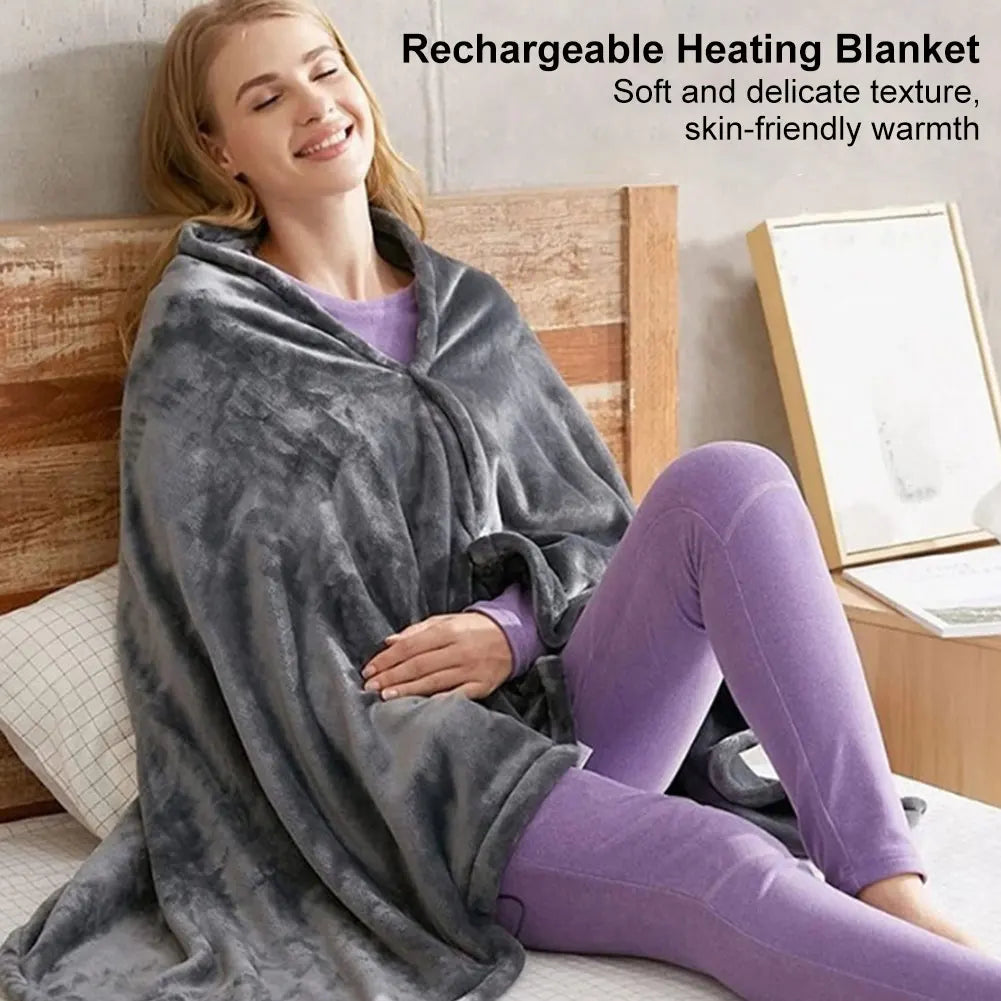 USB Electric Heated Blanket 3Heating Levels Fleece Heated Blanket Portable Body Warmer Blanket Quickly Heated Cape Pad forOffice