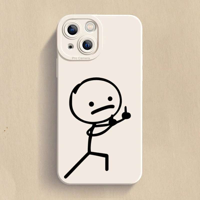 Cartoon Matchman Phone Case For iPhone 11 12 13 14 15 Pro Max XR XS X 7 8 Plus SE 2020 Shockproof Matte Soft TPU Silicone Cover