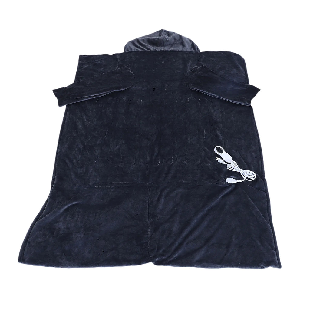 Heated Blanket with Sleeves Hood and Foot Pocket Flannel 10 Heating Levels Electric Wearable Blanket with 3 Time Settings for Fa