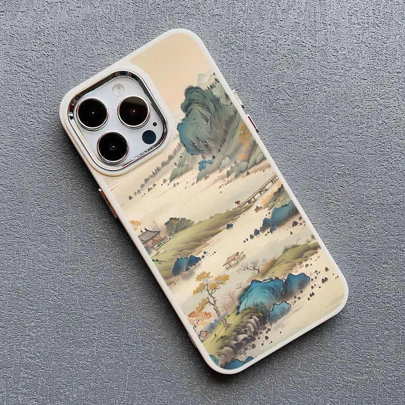 Mountain Peak Lake Vintage Silicone Phone Case For iPhone 13 12 Pro Max 16 15 11 Pro Max 14 7 8 Plus SE2 XS X XR Soft Back Cover